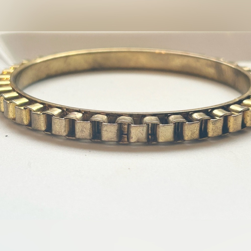 Vintage Gold Tone Geometric Bangle Bracelet Modernist Vintage Jewelry - Picture 11 of 11